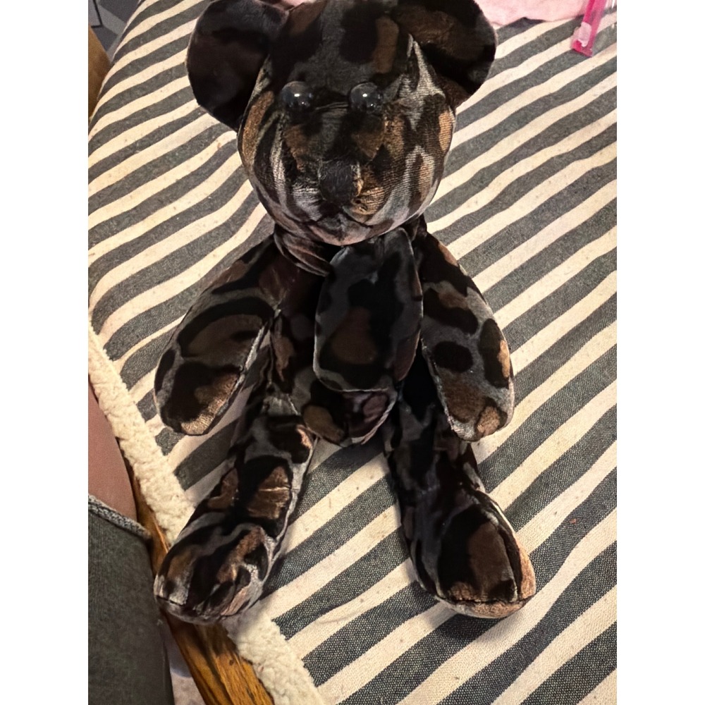 Chicos Leopard Print Plush Teddy Bear Velvet Burnout Animal Print